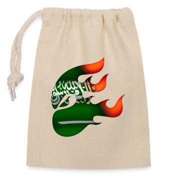 Saudi-Arabien Flagge - Saudi-Arabien - Ninja - Verschließbarer Geschenkbeutel aus Baumwolle (14x20cm) - Natur - Vorne