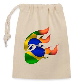 Flag of Brazil - Brazil - Ninja - Closable cotton gift bag (14x20cm) - nature - Front