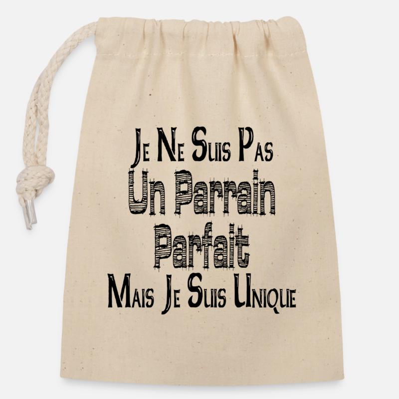 Pas un Parrain Parfait Mais je suis Unique - Sac cadeau en coton avec cordon (14 x 20 cm) - nature