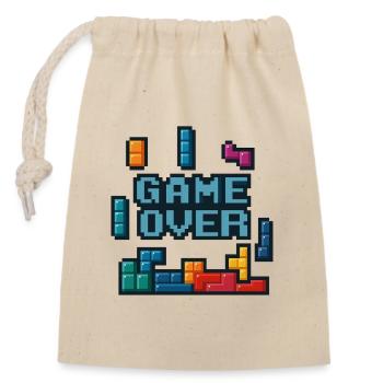Pixel-Art Game Over Design - Verschließbarer Geschenkbeutel aus Baumwolle (14x20cm) - Natur - Vorne