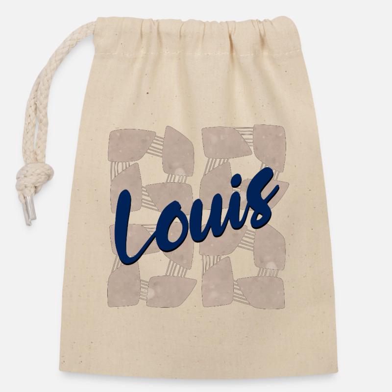 NOM CADEAUX PRÉNOM LOUIS - Sac cadeau en coton avec cordon (14 x 20 cm) - nature