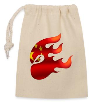 Drapeau de la Chine - Chine - Ninja - Sac cadeau en coton avec cordon (14 x 20 cm) - nature - Devant