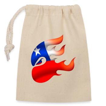 Drapeau du Chili - Chili - Ninja - Sac cadeau en coton avec cordon (14 x 20 cm) - nature - Devant