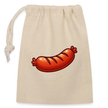 Fröhliche Bratwurst Cartoon - Verschließbarer Geschenkbeutel aus Baumwolle (14x20cm) - Natur - Vorne