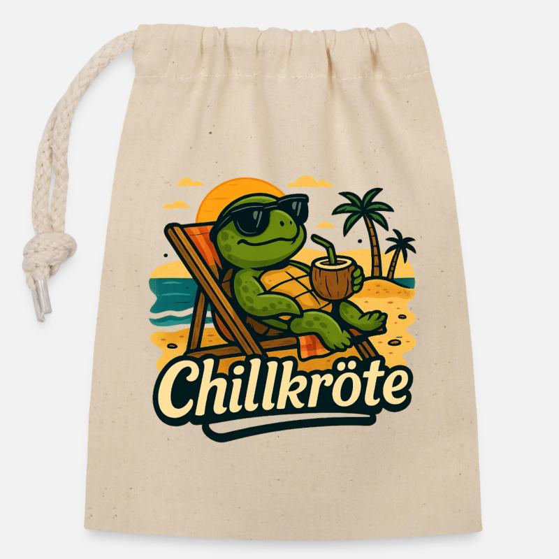 Chillkroete - einfach mal langsam angehen - Verschließbarer Geschenkbeutel aus Baumwolle (14x20cm) - Natur