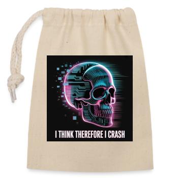 Cyberpunk Skull with Digital Glitch - Closable cotton gift bag (14x20cm) - nature - Front