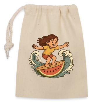 Surfergirl Wassermelone - Verschließbarer Geschenkbeutel aus Baumwolle (14x20cm) - Natur - Vorne
