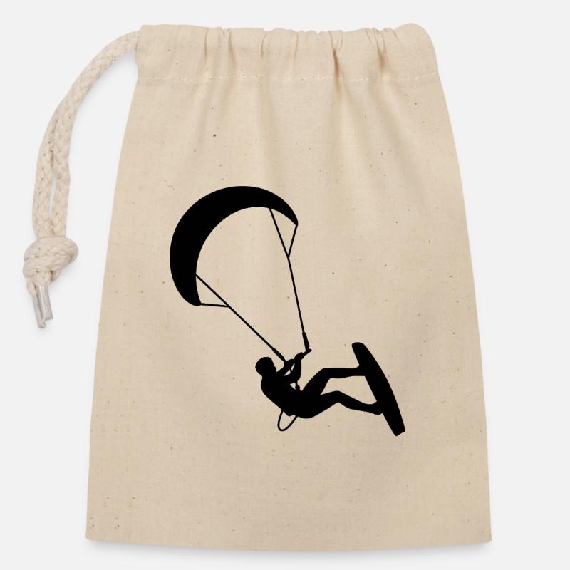 Kiter. Kitesurfing - Verschließbarer Geschenkbeutel aus Baumwolle (14x20cm) - Natur