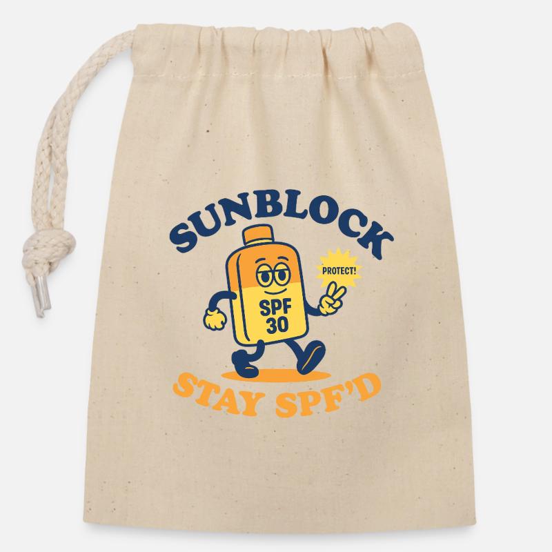 Sunblock Squad – Restez SPF’d Design - Sac cadeau en coton avec cordon (14 x 20 cm) - nature