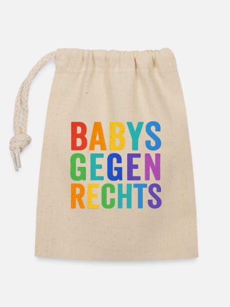 Buntes Engagement für Vielfalt - Verschließbarer Geschenkbeutel aus Baumwolle (14x20cm) - Natur