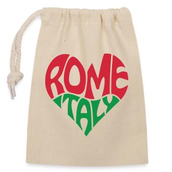 Rome Italy Heart Retro Design - Closable cotton gift bag (14x20cm) - nature - Front