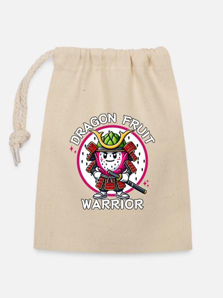 Drachenfrucht-Krieger-Samurai - Verschließbarer Geschenkbeutel aus Baumwolle (14x20cm) - Natur