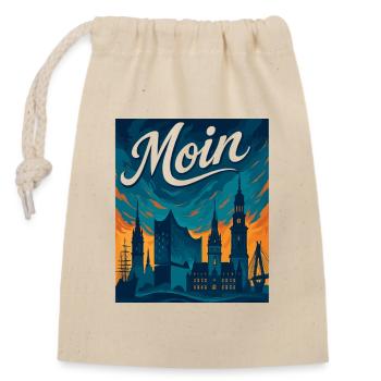 Hamburg Moin Stadt Silhouette maritim Geschenk - Verschließbarer Geschenkbeutel aus Baumwolle (14x20cm) - Natur - Vorne