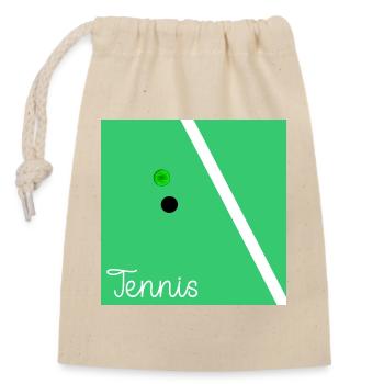 TENNISPLATZ TENNISBALL TENNISFELD - Verschließbarer Geschenkbeutel aus Baumwolle (14x20cm) - Natur - Vorne