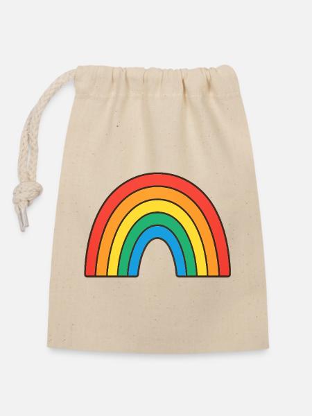 Illustration arc-en-ciel vif aux couleurs rétro - Sac cadeau en coton avec cordon (14 x 20 cm) - nature
