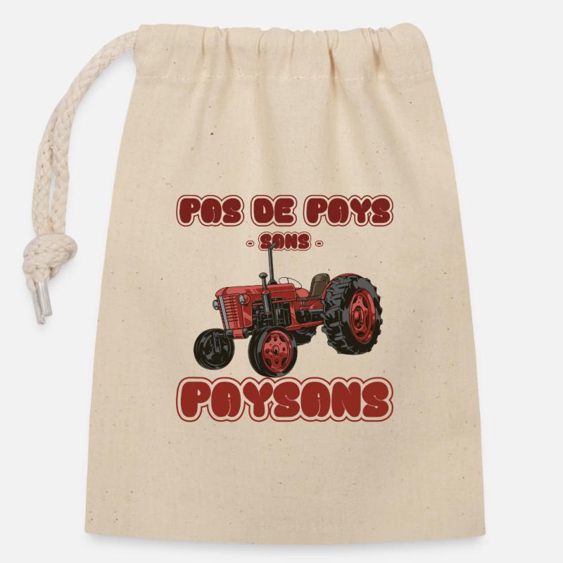 Pas de pays sans paysans - Sac cadeau en coton avec cordon (14 x 20 cm) - nature