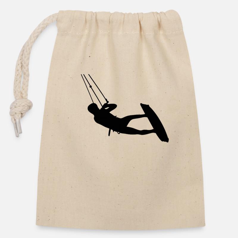 Kiters. Kitesurf - Sac cadeau en coton avec cordon (14 x 20 cm) - nature