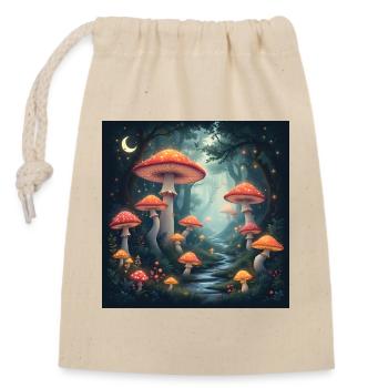Mushroom Forest - Verschließbarer Geschenkbeutel aus Baumwolle (14x20cm) - Natur - Vorne