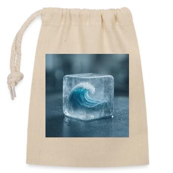 Eisskulptur mit Meereswelle - Verschließbarer Geschenkbeutel aus Baumwolle (14x20cm) - Natur - Vorne