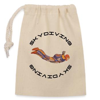 Skydiver - Closable cotton gift bag (14x20cm) - nature - Front