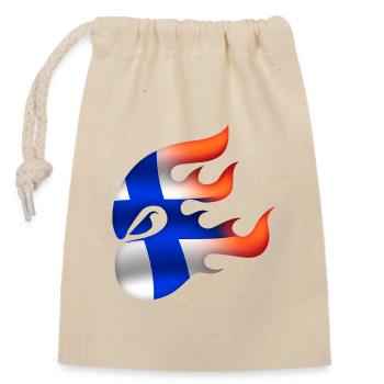 Drapeau de la Finlande - Finlande - Ninja - Sac cadeau en coton avec cordon (14 x 20 cm) - nature - Devant