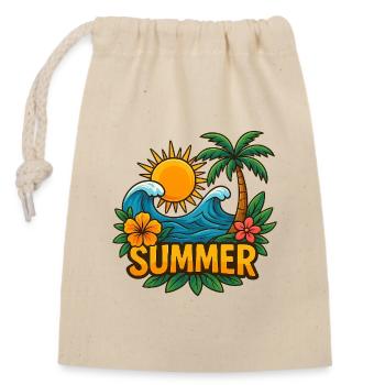 Summer Tropical Paradise Motif - Closable cotton gift bag (14x20cm) - nature - Front
