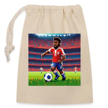 Pixel Player Character on the Pitch - Closable cotton gift bag (14x20cm) - nature - Front