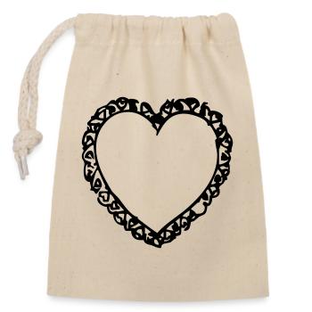 Heart | Herz mit markantem Rand (Vectorgraphic) - Verschließbarer Geschenkbeutel aus Baumwolle (14x20cm) - Natur - Vorne