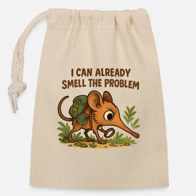 Rüsselhündchen - smell the problem funny animal - Verschließbarer Geschenkbeutel aus Baumwolle (14x20cm) - Natur