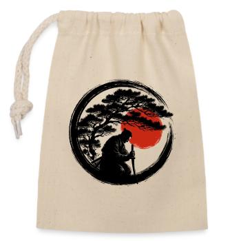 Enso Samurai Meditation with Red Sun - Closable cotton gift bag (14x20cm) - nature - Front