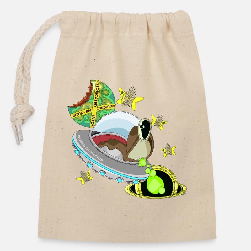FERMÉ - Sac cadeau en coton avec cordon (14 x 20 cm) - nature
