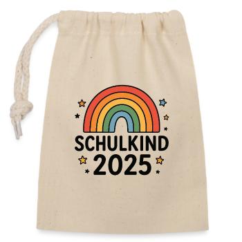 Écolier 2025 avec arc-en-ciel - Sac cadeau en coton avec cordon (14 x 20 cm) - nature - Devant