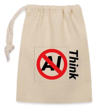 Minimalist Forbidden Text Illustration - Closable cotton gift bag (14x20cm) - nature - Front