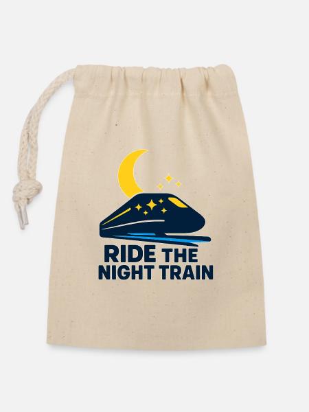 Ride the Night Train - Verschließbarer Geschenkbeutel aus Baumwolle (14x20cm) - Natur