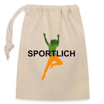 Sporty - Closable cotton gift bag (14x20cm) - nature - Front