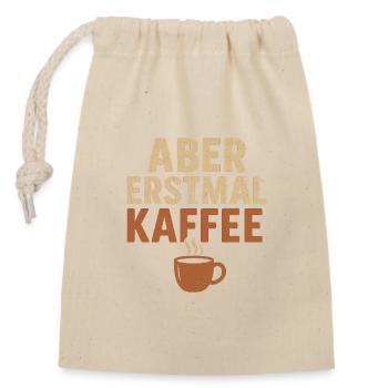 Funny coffee motif for early risers - Closable cotton gift bag (14x20cm) - nature - Front