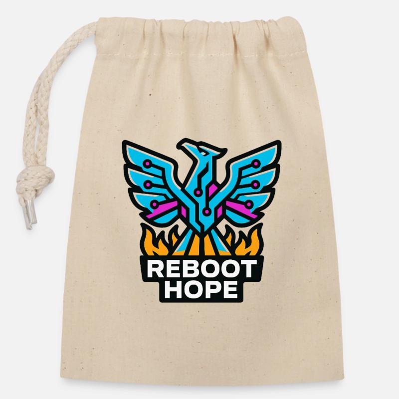 Reboot Hope - Closable cotton gift bag (14x20cm) - nature