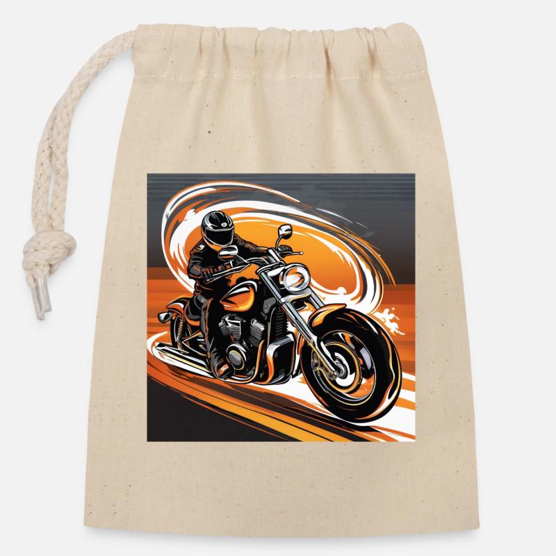 Motards en dynamique - Style - Biker Art Design - Sac cadeau en coton avec cordon (14 x 20 cm) - nature