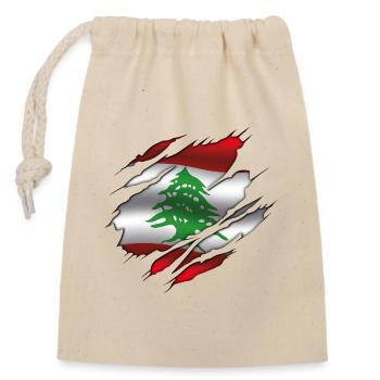 Drapeau du Liban - Drapeau déchiré - Sac cadeau en coton avec cordon (14 x 20 cm) - nature - Devant