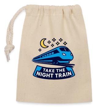 Nachtzug – Take the Night Train - Closable cotton gift bag (14x20cm) - nature - Front