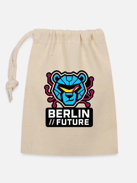 Berlin Future – Cyber Bear - Verschließbarer Geschenkbeutel aus Baumwolle (14x20cm) - Natur