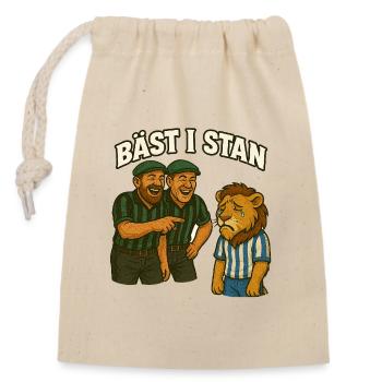 Best in town - Closable cotton gift bag (14x20cm) - nature - Front