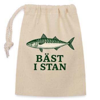 Best in town - Closable cotton gift bag (14x20cm) - nature - Front