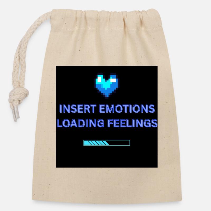 INSERT EMOTIONS LOADING FEELINGS  - Verschließbarer Geschenkbeutel aus Baumwolle (14x20cm) - Natur