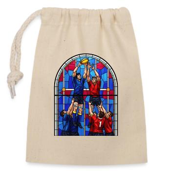 Stained Glass Rugby Lineout - Closable cotton gift bag (14x20cm) - nature - Front