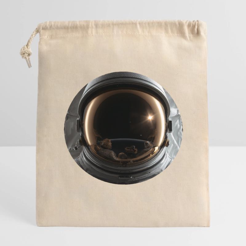 Conception d’astronaute de l’espace Sac cadeau en coton avec cordon (14 x 20 cm)