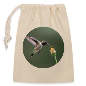 Hummingbird and Blossom Nature Illustration - Verschließbarer Geschenkbeutel aus Baumwolle (14x20cm) - Natur - Vorne