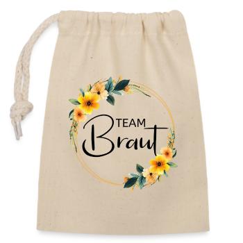 Team Bride! Colorful Floral Wreath - Closable cotton gift bag (14x20cm) - nature - Front