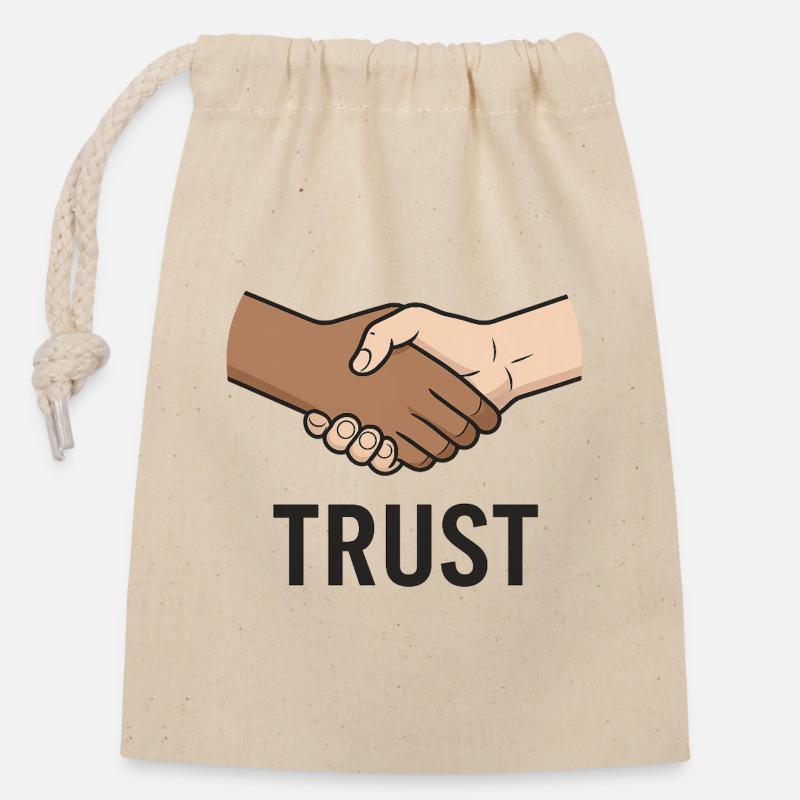 Faires Handshake-Symbol-Design - Verschließbarer Geschenkbeutel aus Baumwolle (14x20cm) - Natur