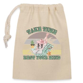Pause Estivale Relaxante - Sac cadeau en coton avec cordon (14 x 20 cm) - nature - Devant